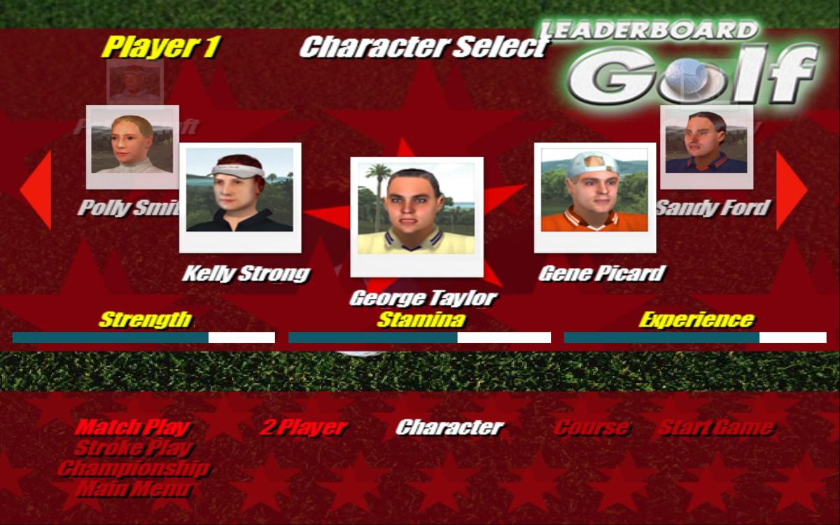 Leaderboard Golf (Windows) screenshot: character select