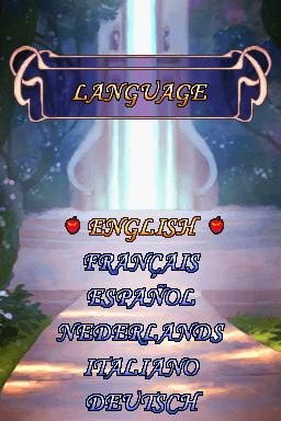 Enchanted (Nintendo DS) screenshot: Language selection screen