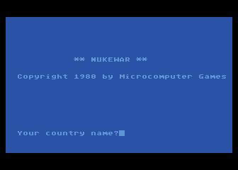 Nukewar (Atari 8-bit) screenshot: Title screen
