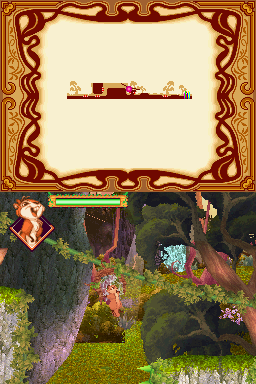 Enchanted (Nintendo DS) screenshot: Swinging with the green vine