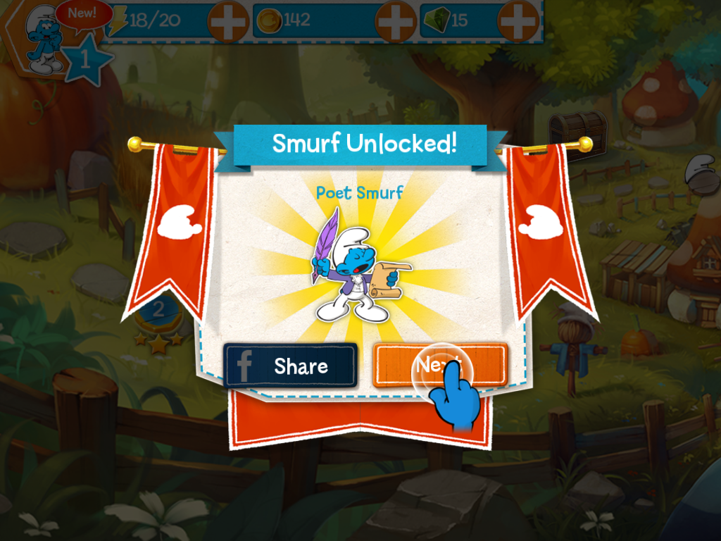 The Smurfs: Epic Run (iPad) screenshot: Smurf unlocked