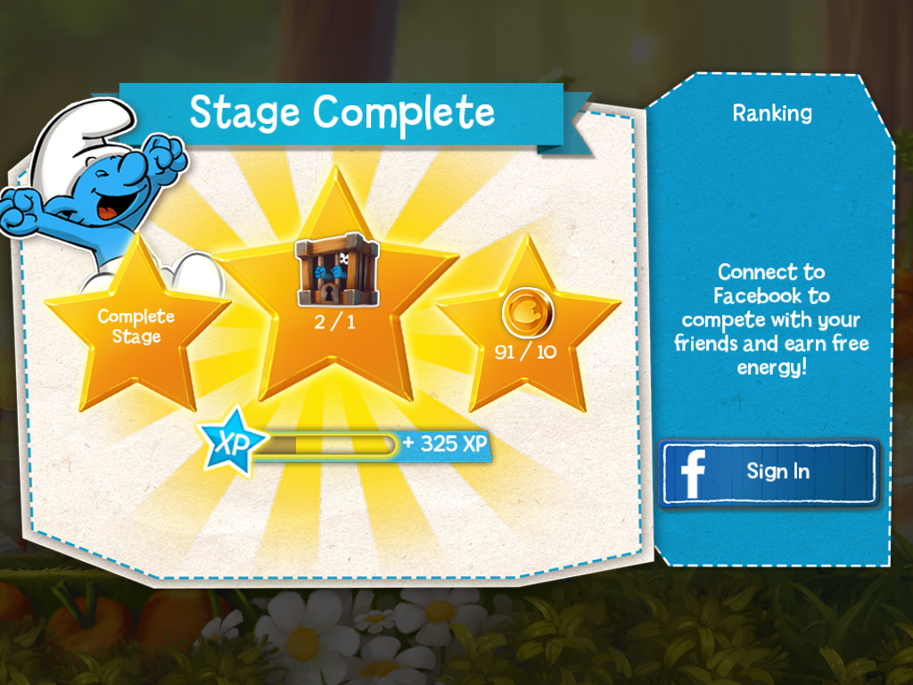 The Smurfs: Epic Run (iPad) screenshot: Stage complete