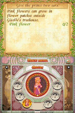 Enchanted (Nintendo DS) screenshot: Giselle's Dress collection within the Pause Menu