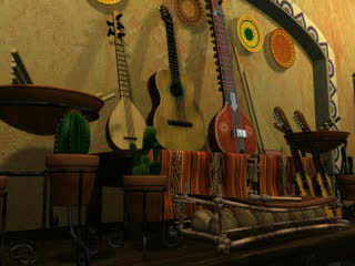 Backstreet Billiards (PlayStation) screenshot: The miscellaneous goods shop, "CochaBamba"!