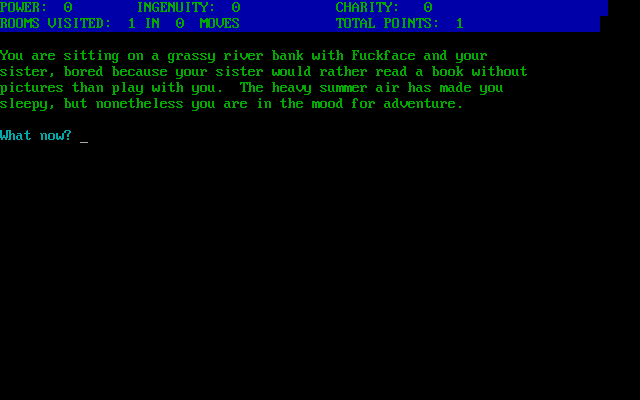 Alice in Wonderland (DOS) screenshot: The adventure begins.