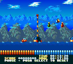 The Super Aquatic Games (SNES) screenshot: In the water during the 100 meter splash