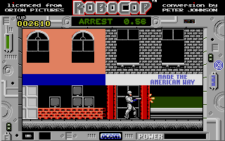 RoboCop (Atari ST) screenshot: Firing off a final triple-burst at my old enemy...