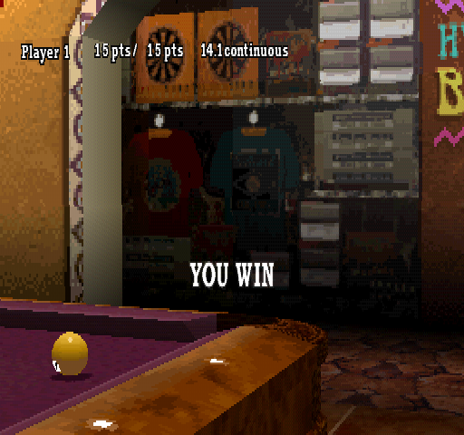 Backstreet Billiards (PlayStation) screenshot: You win. Nice "ending".