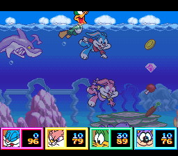 Tiny Toon Adventures: Wacky Sports Challenge (SNES) screenshot: Swimming