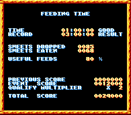 The Super Aquatic Games (SNES) screenshot: Feeding time results