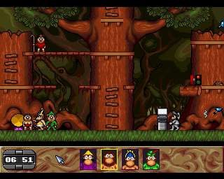 Humans 3: Evolution - Lost in Time (Amiga) screenshot: Sherwood Forest Level