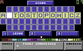Koło Fortuny (Commodore 64) screenshot: Enter vowel