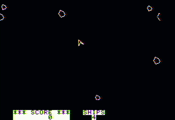 Asteroids in Space (Apple II) screenshot: Starting out