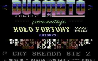 Koło Fortuny (Commodore 64) screenshot: Title screen