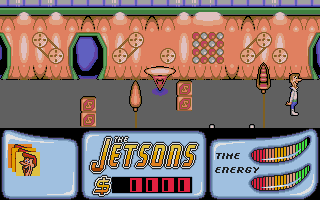 Jetsons: The Computer Game (Atari ST) screenshot: Two moving chari's and four exits