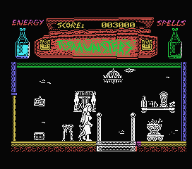 The Munsters (MSX) screenshot: At the top of some smaller stairs.