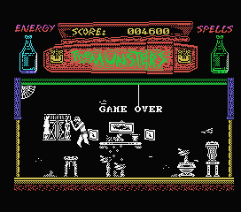 The Munsters (MSX) screenshot: I lost all my energy. Game over.
