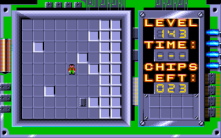 Chip's Challenge (Amiga) screenshot: Level 143 - Stripes.