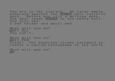 Frankenstein Adventure (Commodore 64) screenshot: A secret passage!