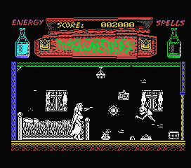 The Munsters (MSX) screenshot: I'm shooting magic at this ghoul.