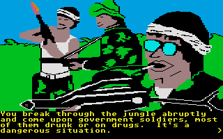 Amazon (Atari ST) screenshot: Tough looking bunch of thugs.