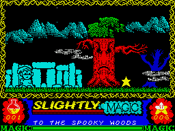 Slightly Magic (ZX Spectrum) screenshot: Spooky forest.