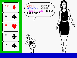 Animated Strip Poker (ZX Spectrum) screenshot: Let's raise the bluff.