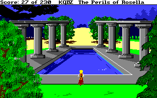 King's Quest IV: The Perils of Rosella (Amiga) screenshot: A pool with pillars.