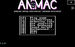 ANIMAC (DOS) screenshot: Main menu