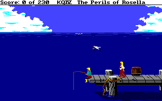 King's Quest IV: The Perils of Rosella (Amiga) screenshot: On the dock.