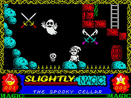 Slightly Magic (ZX Spectrum) screenshot: Some pretty awesome ghost!