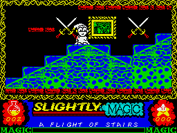 Slightly Magic (ZX Spectrum) screenshot: What's that green thing I'm standing on?