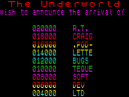 The Munsters (ZX Spectrum) screenshot: High scores
