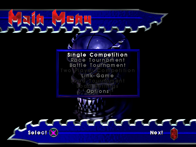 Dead in the Water (PlayStation) screenshot: Main menu.