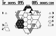 Hexcite: The Shapes of Victory (WonderSwan) screenshot: A busy game.