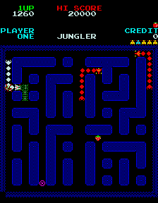 Jungler (Arcade) screenshot: Eating a green enemy