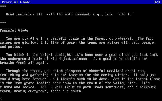Unnkulia Zero: The Search for Amanda (DOS) screenshot: Location description