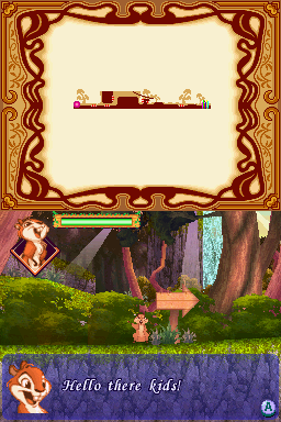 Enchanted (Nintendo DS) screenshot: When you start a new game, you'll begin with Giselle's chipmunk friend Pip