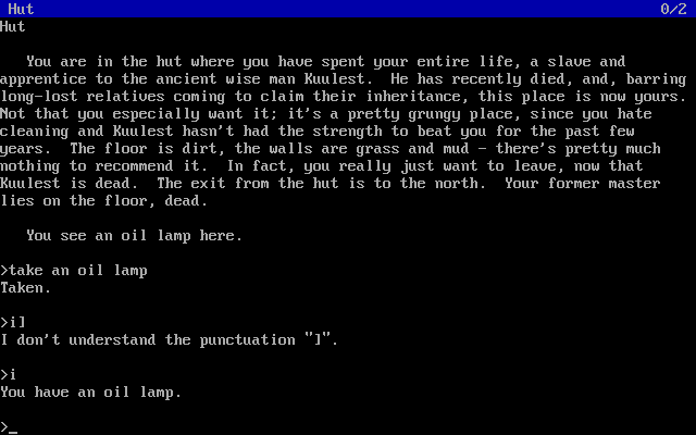 Unnkulian Underworld: The Unknown Unventure (DOS) screenshot: Location description
