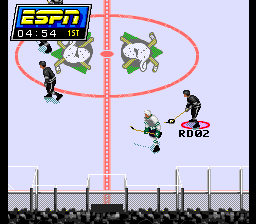 ESPN National Hockey Night (SNES) screenshot: Skating with the puck.