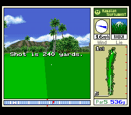 True Golf Classics: Waialae Country Club (SNES) screenshot: The distance the ball is hit