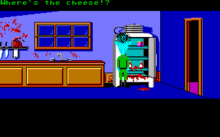 Maniac Mansion (Amiga) screenshot: Weird Ed wants to know what happened to his cheese.