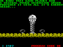 Omega One (ZX Spectrum) screenshot: Generator