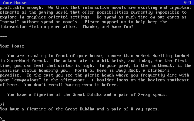 Unnkulian Unventure II: The Secret of Acme (DOS) screenshot: Location description