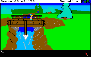 King's Quest (Amiga) screenshot: Walking over a bridge.