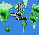 Rampage 2: Universal Tour (Game Boy Color) screenshot: You need to destroy numerous cities to rescue George.