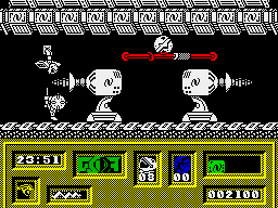 Omega One (ZX Spectrum) screenshot: Enemy attacks hero