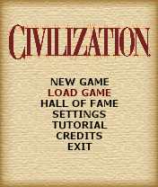 Civilization (N-Gage) screenshot: Title menu.