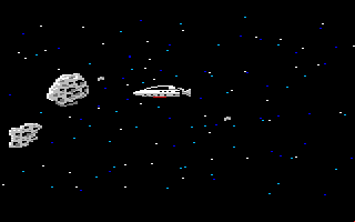 Space Quest: Chapter I - The Sarien Encounter (Amiga) screenshot: Look out for asteroids!