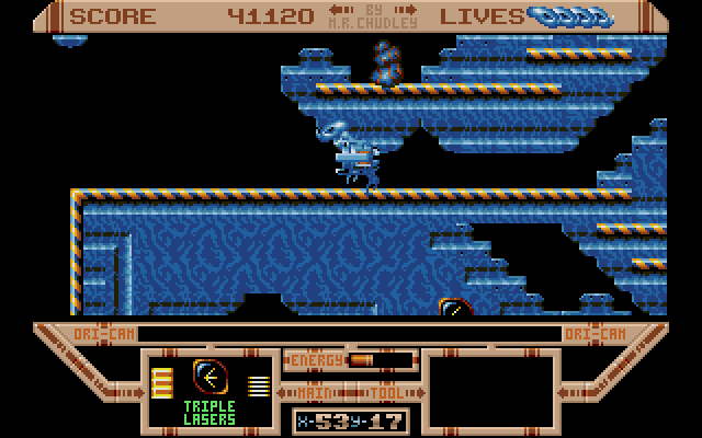 The Killing Game Show (Atari ST) screenshot: The protagonist has a decidedly odd walking animation, even though he's human (according to the story, at least)